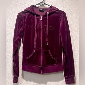 Purple velour BEBE hooded jacket